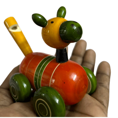 Wooden Rolling Dog with Whistle