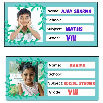 "Personalized Name Labels - Custom School Book Stickers with Child's Photo | Customizable Name Tags for Books, Made in India" (50PC)