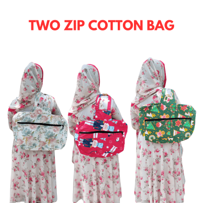 Tote bag for women Cotton Two Zipper