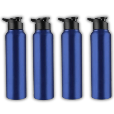 KARFT 1000 ml Stainless Steel Sports/Sipper Water Bottle (Set of 4, Blue, Chrome) 4000 ml Bottle (Pack of 4, Blue, Steel)