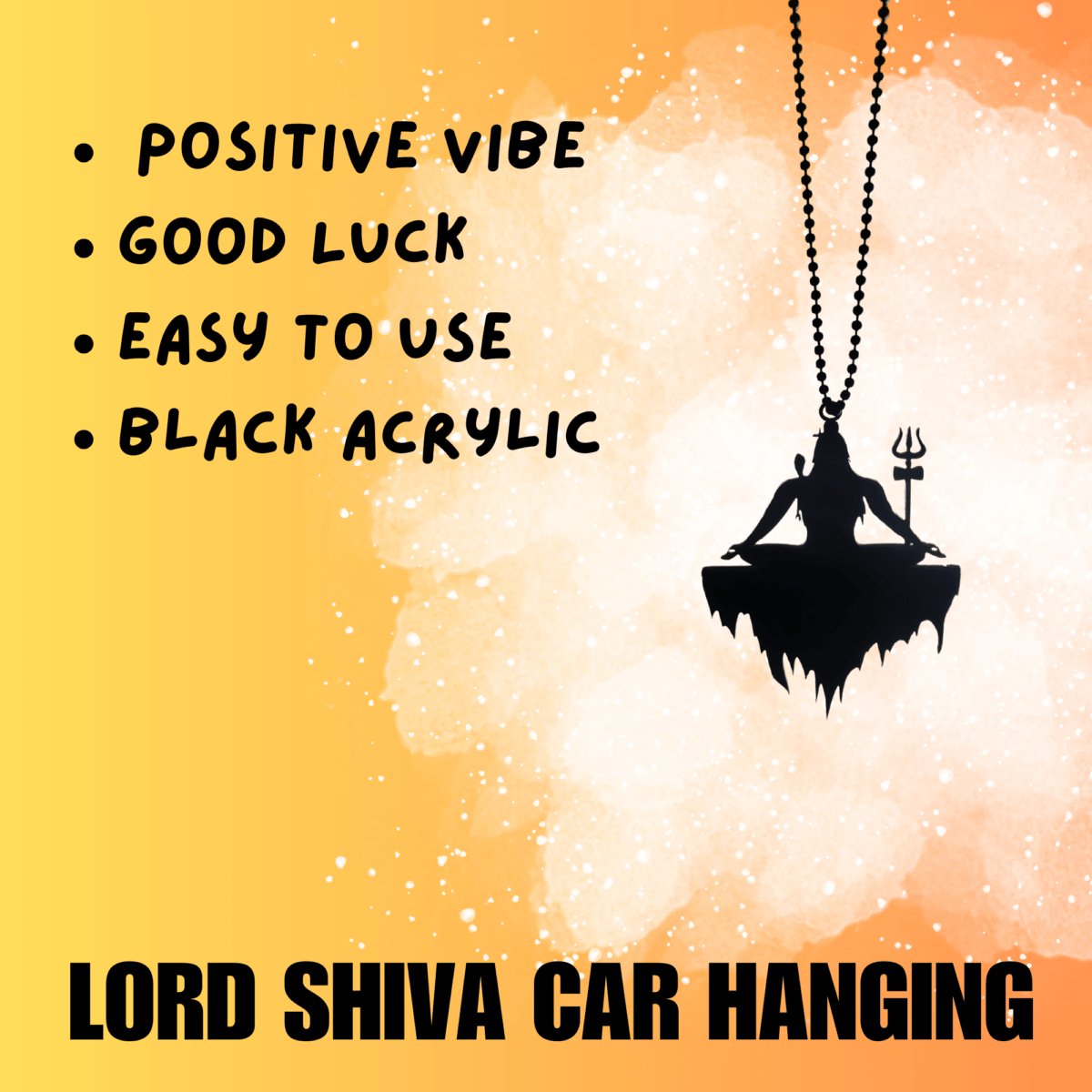 Acrylic Lord Shiva Car Hanging – Rear View Mirror Décor, Good Luck Charm, Positive Vibes Ornament, Dream Catcher for Car, Balcony, Room, Gift